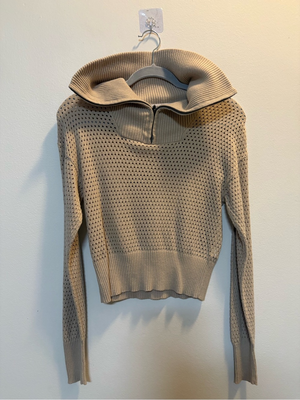 Women's Knit Funnel Neck Pullover Sweater - Taupe